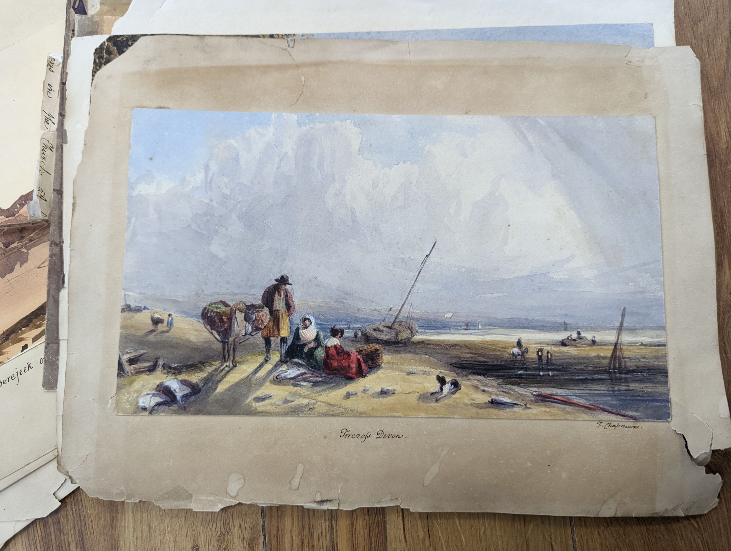 19th century English School, a folio of assorted watercolours, Topographical scenes including works by Harriet Arnold and Harriet Gouldsmith, largest 23 x 31.5cm
